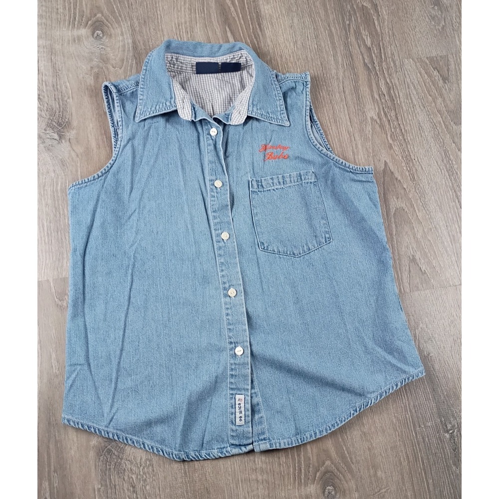 Route 66 Womens M Sleeveless Shirt Harley Babe Embroidered Biker Western Vest
